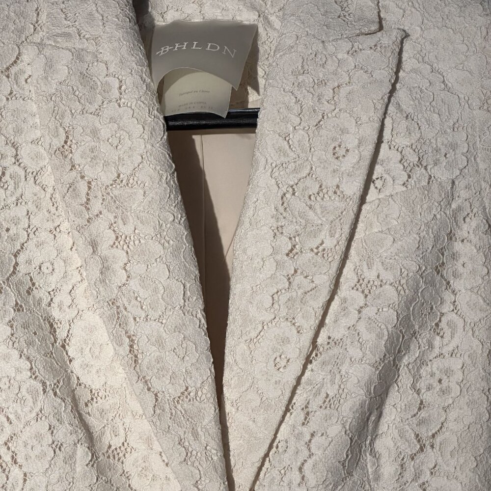 Anthropologie BHLDN Burton Suit Jacket White Lace Size 0 - Picture 3 of 11